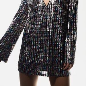 Nasty Gal Sequin Long Sleeve Mini Dress